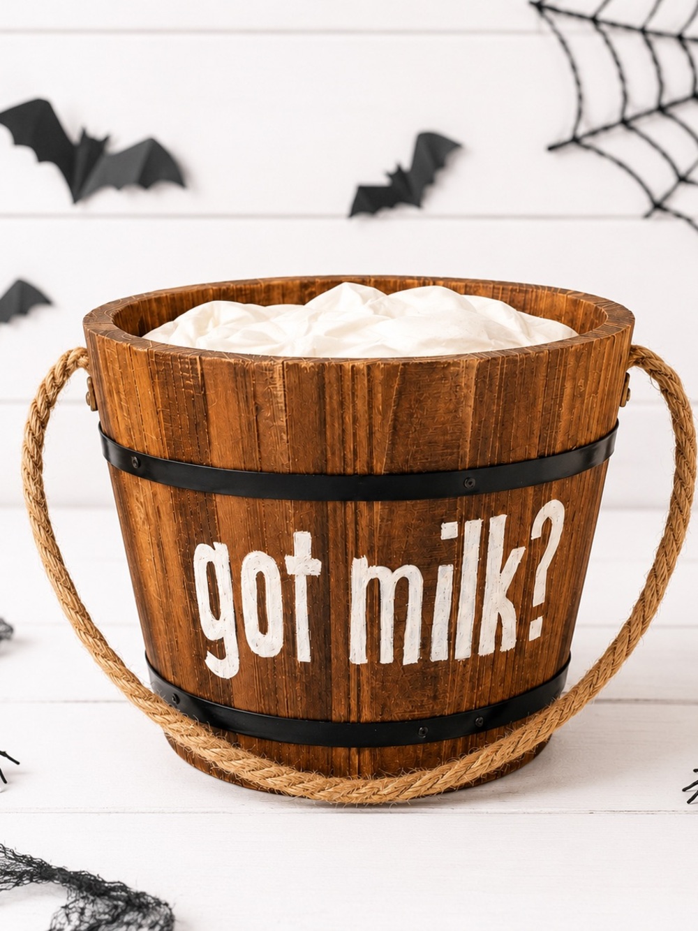 🎃 🐮Got Milk? Wooden Bucket Costume Prop Cow Milkmaid Milkman Farmer